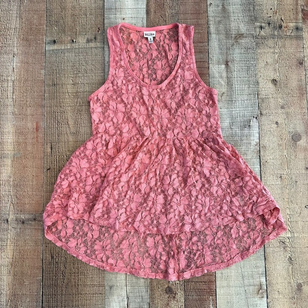 Mudd Y2K pink lace tunic tank girl's small